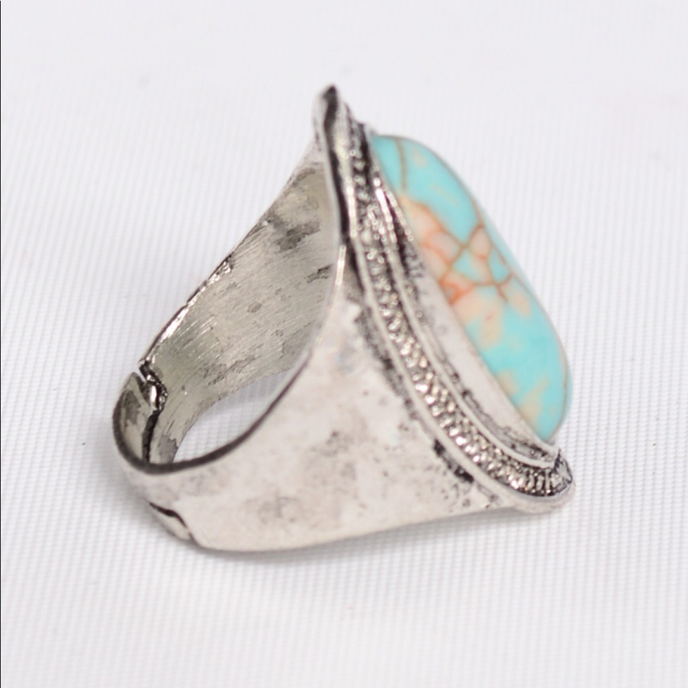 Turquoise Stone Adjustable Ring - Picture 2 of 4